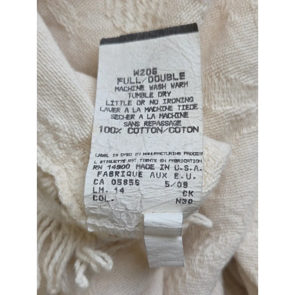 VTG Y2k Crown Crafts Matelasse Bedspread Medallion Fringed Ivory Full Double‎